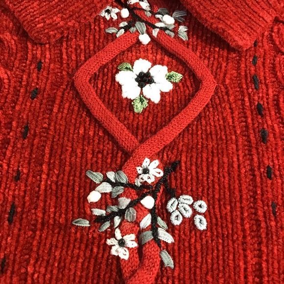 Alfred Dunner Sweater Collared Red XL Petite - Picture 8 of 10